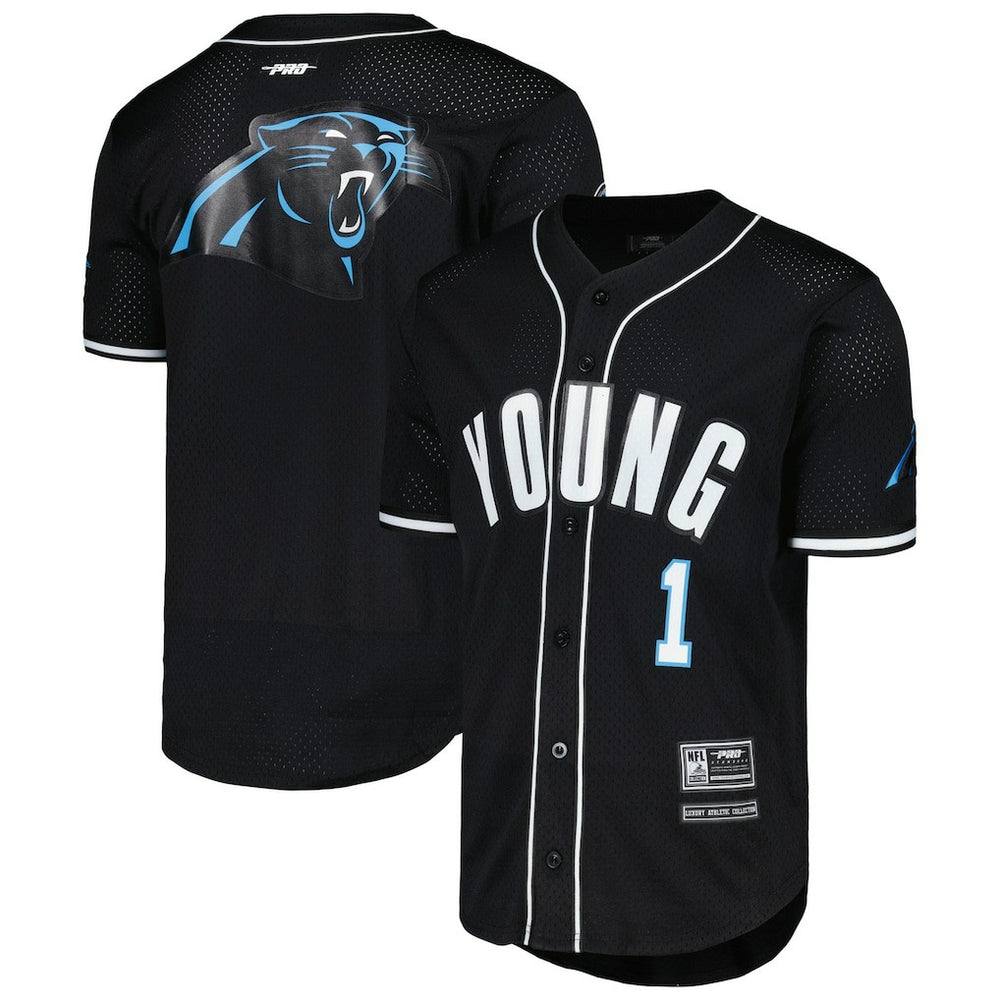 Bryce Young Carolina Panthers Pro Standard Mesh Baseball Button-Up T-Shirt - Black cheap