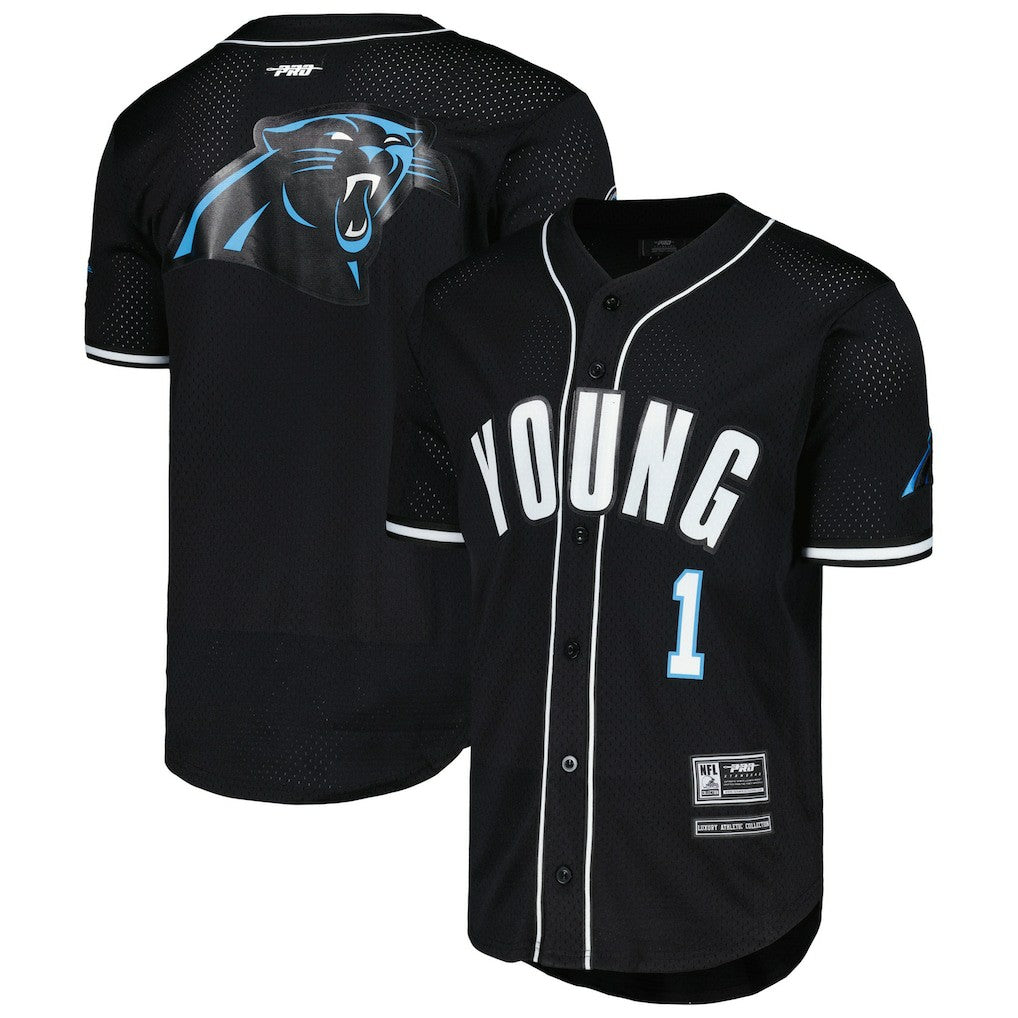 Bryce Young Carolina Panthers Pro Standard Mesh Baseball Button-Up T-Shirt - Black cheap