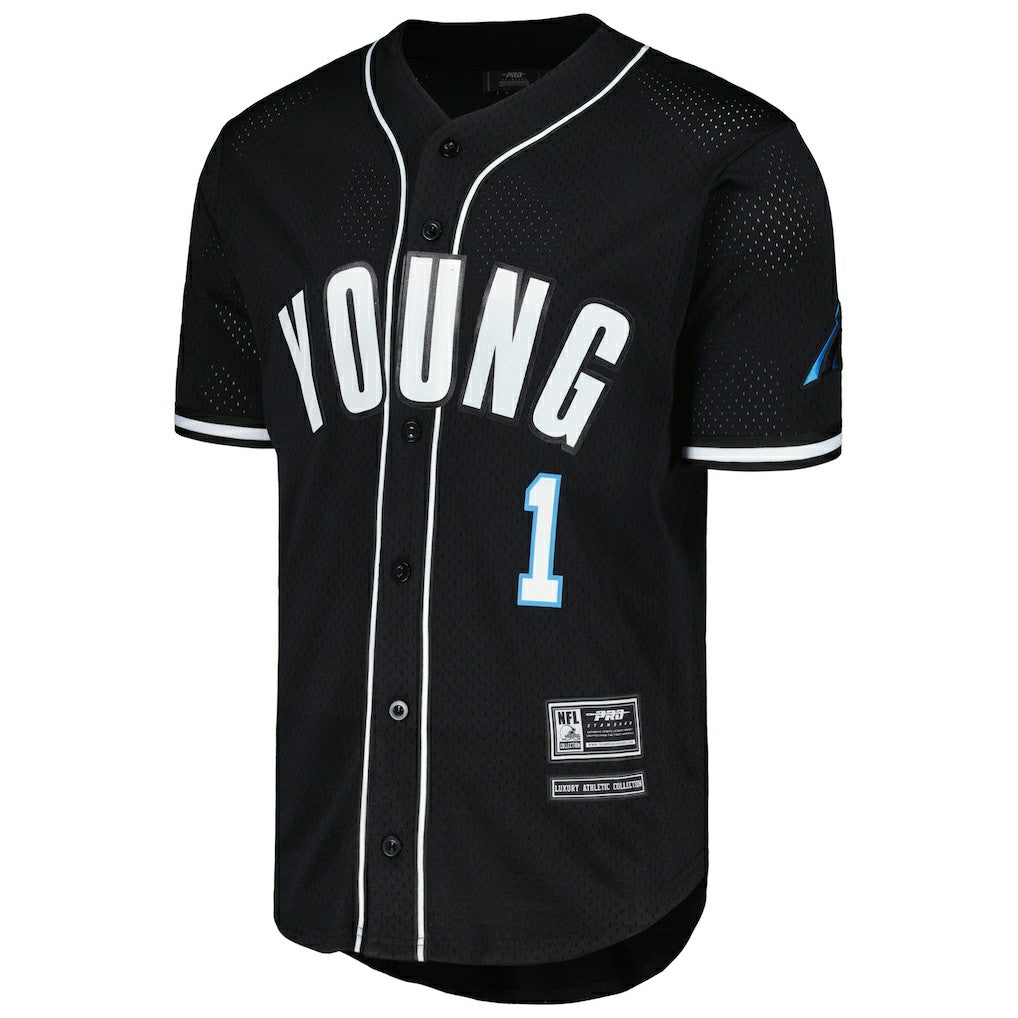 Bryce Young Carolina Panthers Pro Standard Mesh Baseball Button-Up T-Shirt - Black cheap