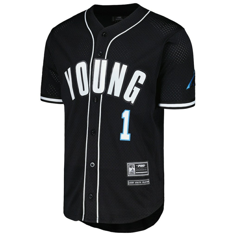 Bryce Young Carolina Panthers Pro Standard Mesh Baseball Button-Up T-Shirt - Black cheap