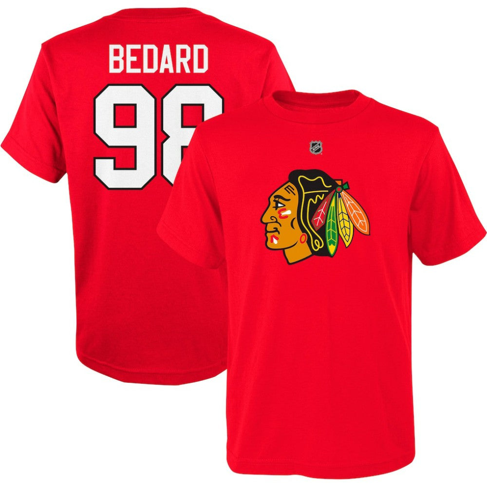 Connor Bedard Chicago Blackhawks Youth Player Name & Number T-Shirt - Red T-shirts