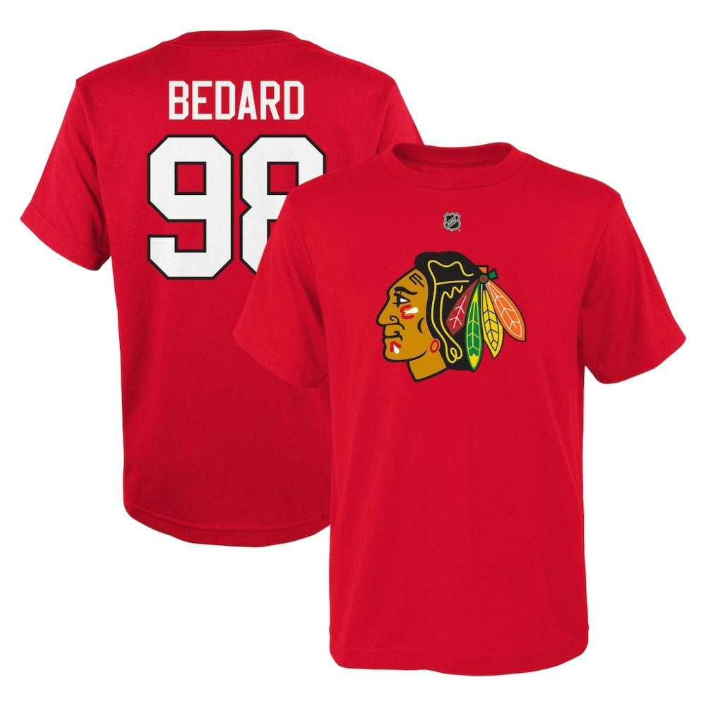 Connor Bedard Chicago Blackhawks Preschool Authentic Stack Name & Number T-Shirt - Red T-shirts
