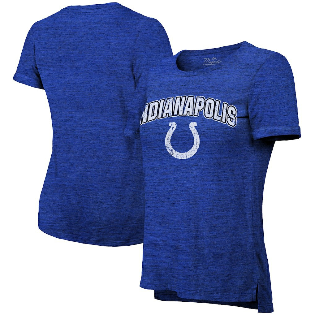 Indianapolis Colts Majestic Threads Women's Indiana Nights Alternate Tri-Blend Boyfriend T-Shirt - Heather Blue for sale