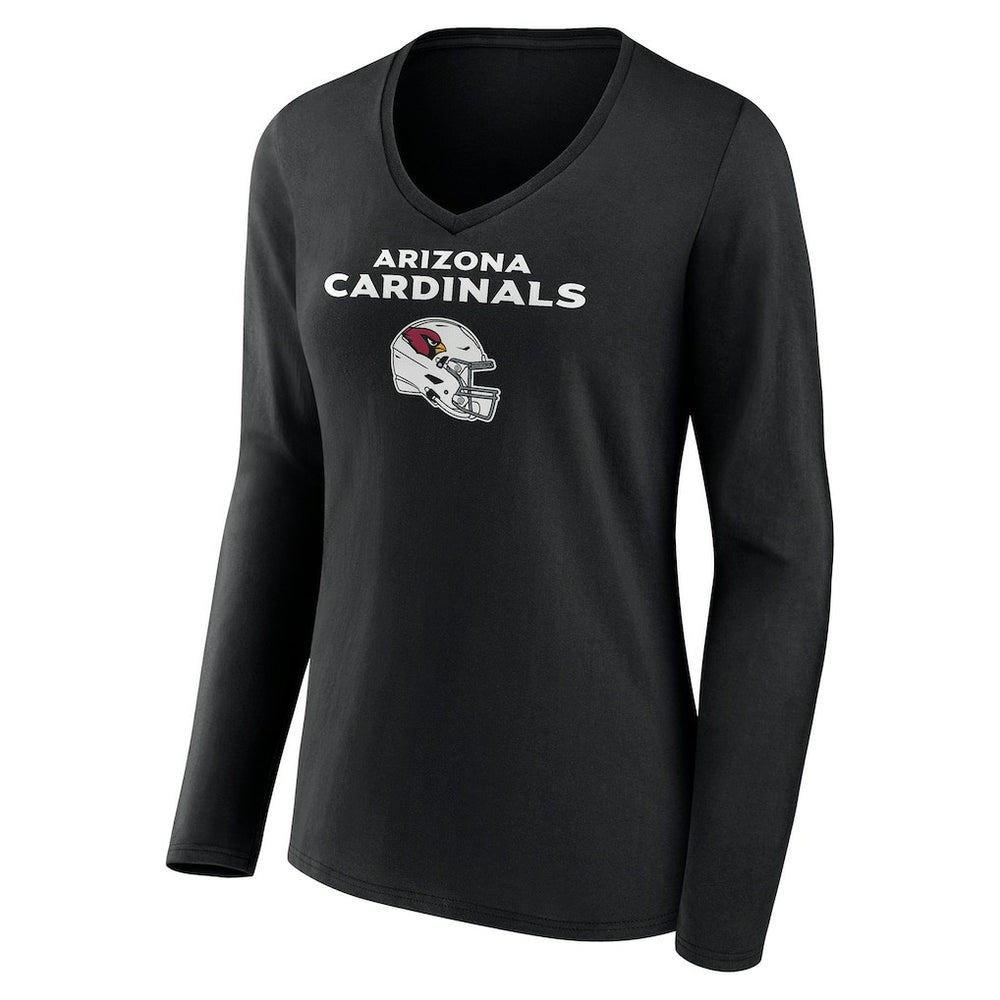 Arizona Cardinals Women's Personalized Name & Number Team Wordmark Long Sleeve V-Neck T-Shirt - Black for sale