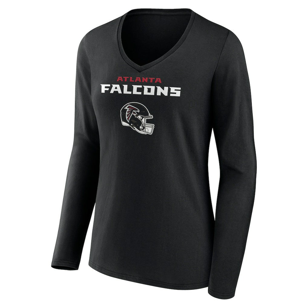 Atlanta Falcons Women's Personalized Name & Number Team Wordmark Long Sleeve V-Neck T-Shirt - Black outlet