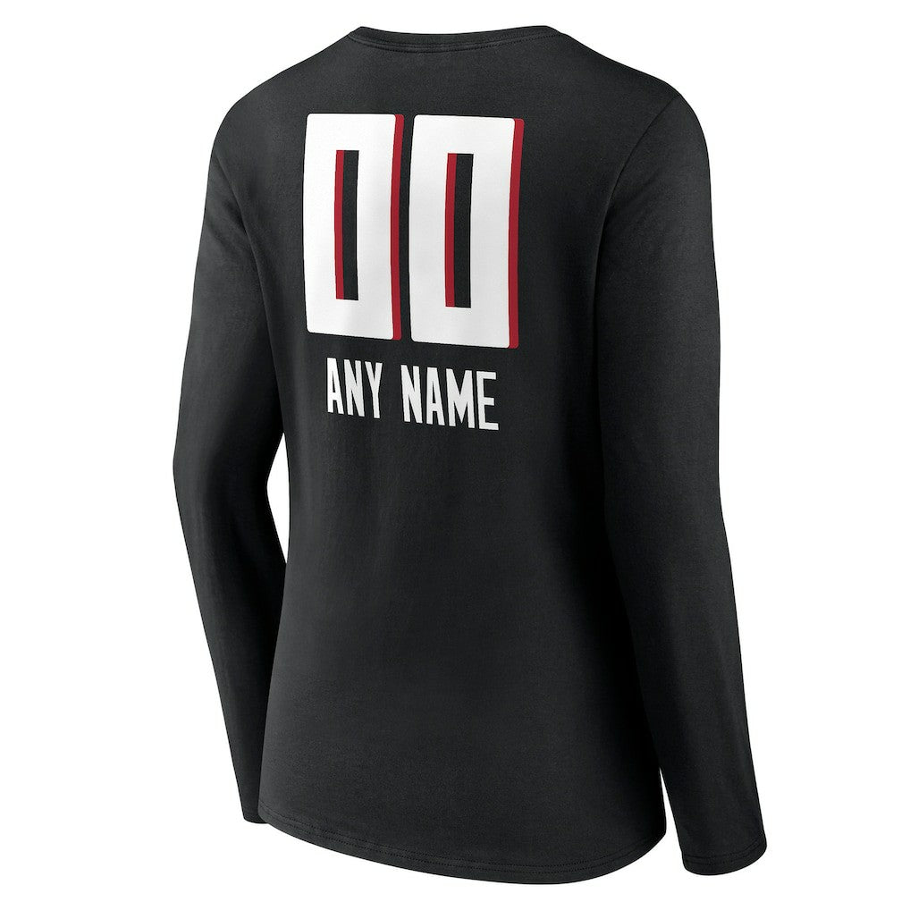 Atlanta Falcons Women's Personalized Name & Number Team Wordmark Long Sleeve V-Neck T-Shirt - Black outlet