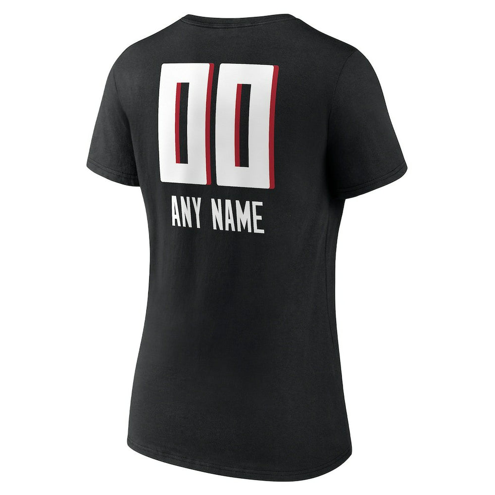 Atlanta Falcons Women's Personalized Name & Number Team Wordmark V-Neck T-Shirt - Black discount