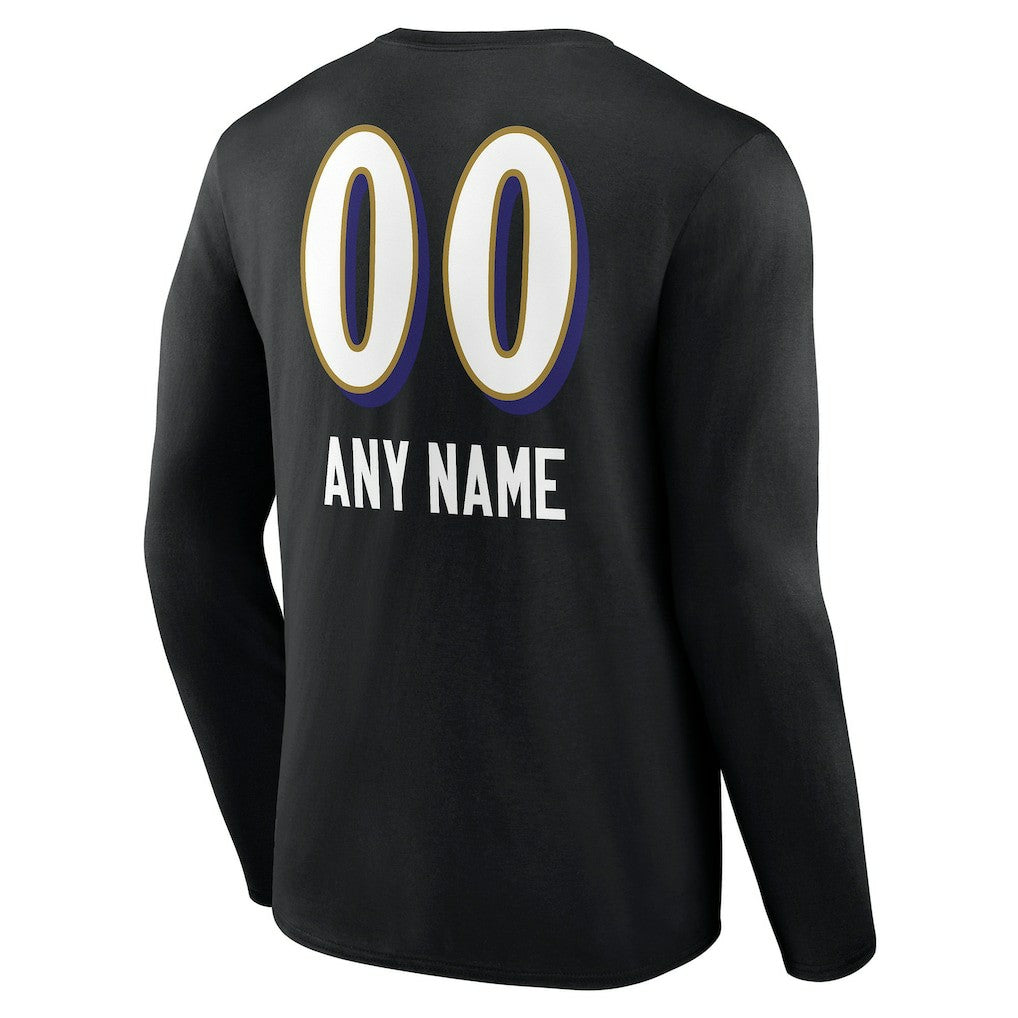 Baltimore Ravens Personalized Name & Number Team Wordmark Long Sleeve T-Shirt - Black online