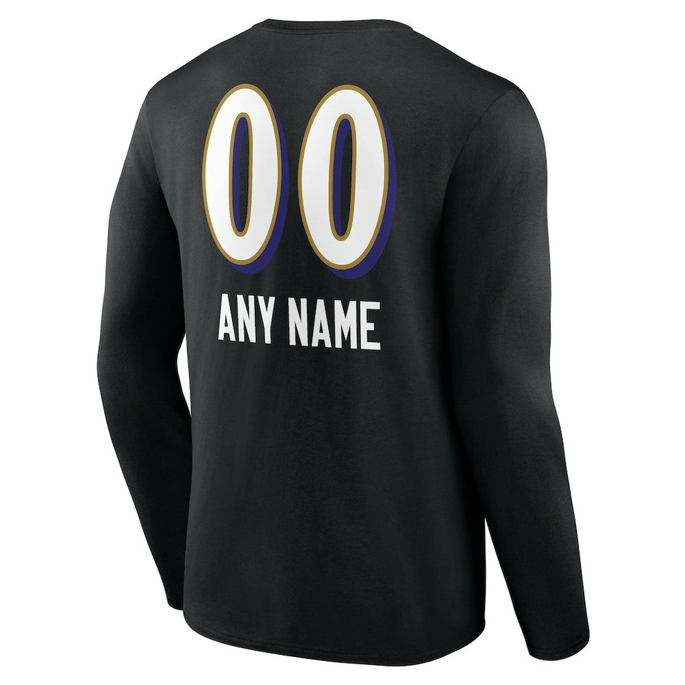 Baltimore Ravens Personalized Name & Number Team Wordmark Long Sleeve T-Shirt - Black online