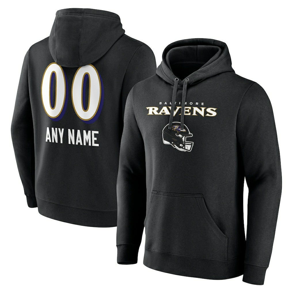 Baltimore Ravens Personalized Name & Number Team Wordmark Pullover Hoodie - Black cheap