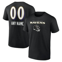 Baltimore Ravens Personalized Name & Number Team Wordmark T-Shirt - Black discount