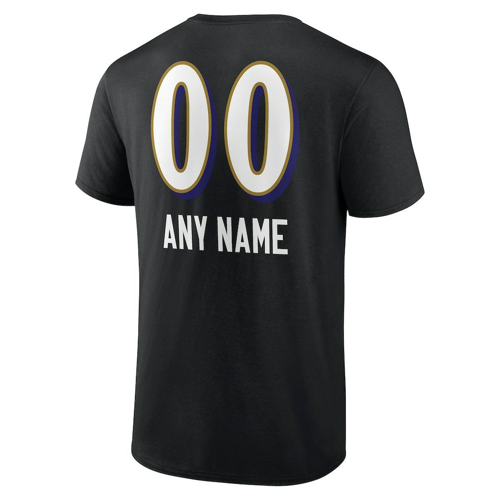 Baltimore Ravens Personalized Name & Number Team Wordmark T-Shirt - Black discount