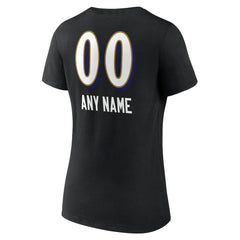 Baltimore Ravens Women's Personalized Name & Number Team Wordmark V-Neck T-Shirt - Black outlet