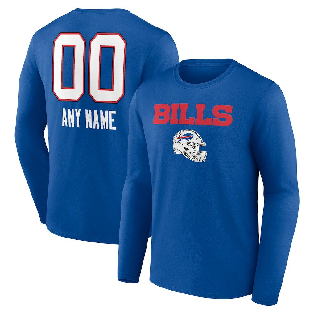 Buffalo Bills Personalized Name & Number Team Wordmark Long Sleeve T-Shirt - Royal outlet
