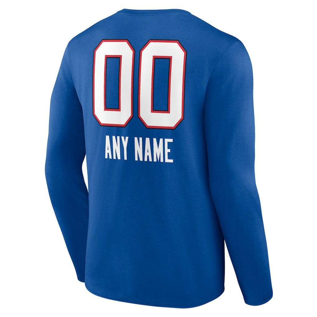 Buffalo Bills Personalized Name & Number Team Wordmark Long Sleeve T-Shirt - Royal outlet
