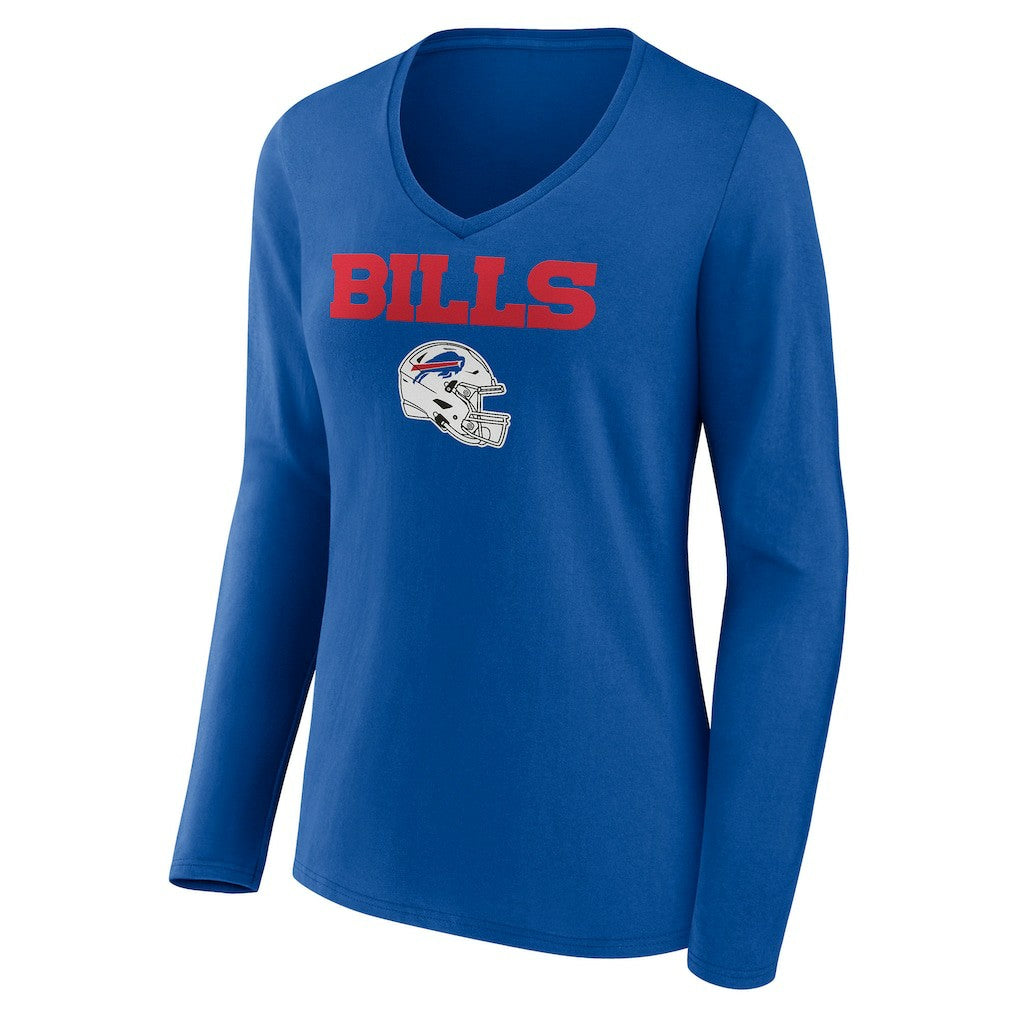 Buffalo Bills Women's Personalized Name & Number Team Wordmark Long Sleeve V-Neck T-Shirt - Royal discount