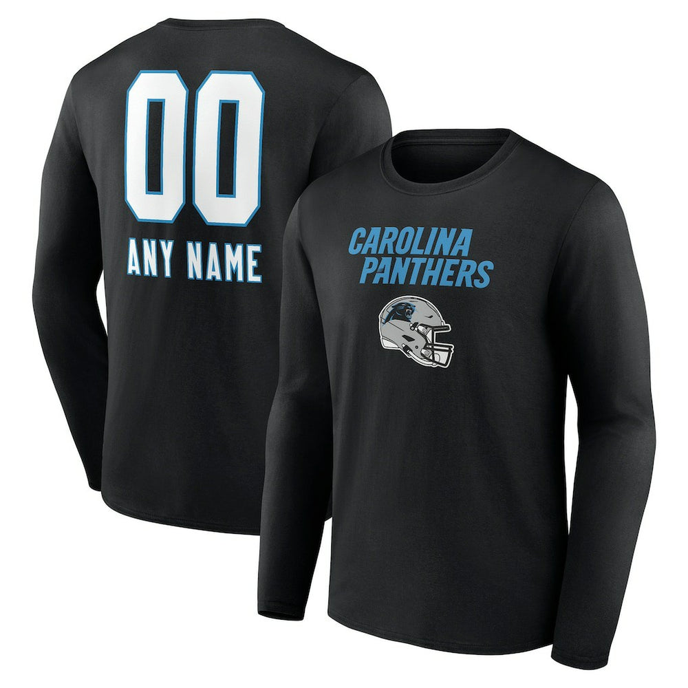 Carolina Panthers Personalized Name & Number Team Wordmark Long Sleeve T-Shirt - Black online