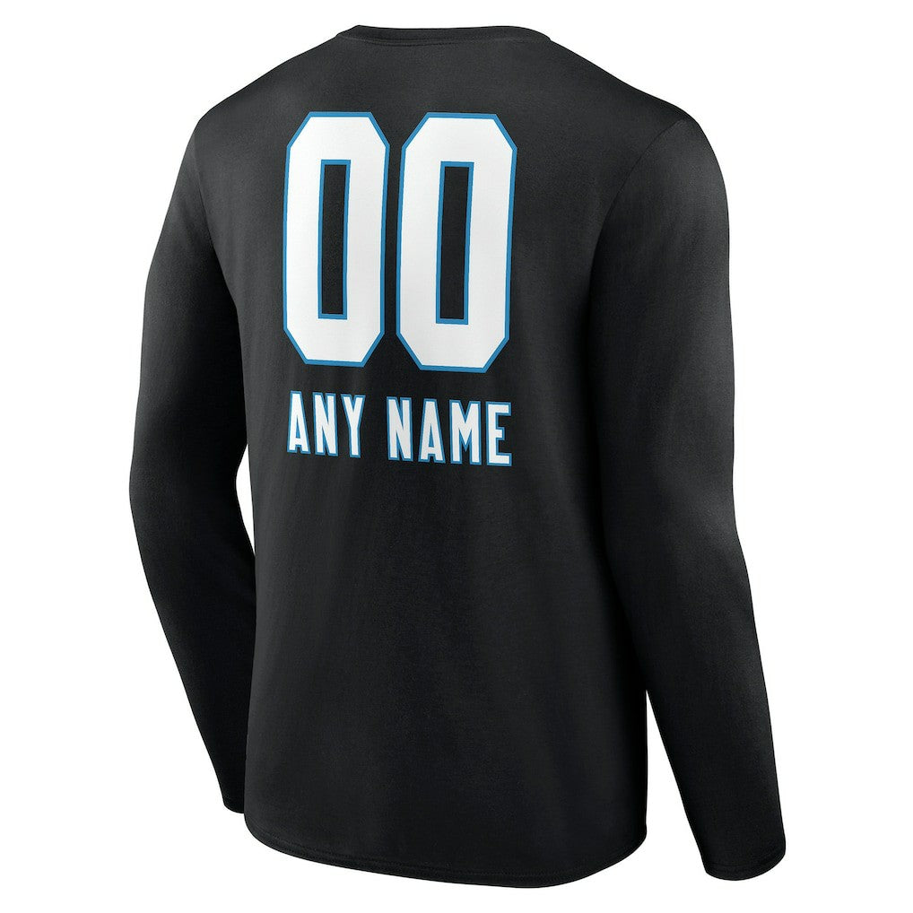 Carolina Panthers Personalized Name & Number Team Wordmark Long Sleeve T-Shirt - Black online