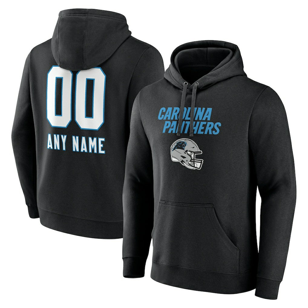 Carolina Panthers Personalized Name & Number Team Wordmark Pullover Hoodie - Black discount