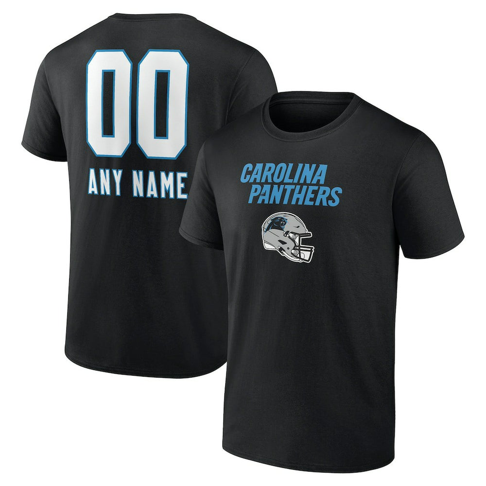Carolina Panthers Personalized Name & Number Team Wordmark T-Shirt - Black on sale