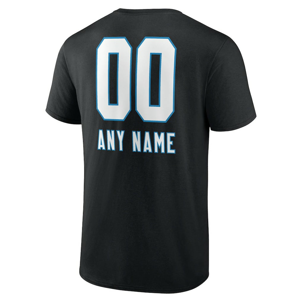 Carolina Panthers Personalized Name & Number Team Wordmark T-Shirt - Black on sale