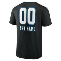 Carolina Panthers Personalized Name & Number Team Wordmark T-Shirt - Black on sale