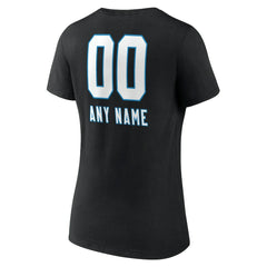 Carolina Panthers Women's Personalized Name & Number Team Wordmark V-Neck T-Shirt - Black on sale