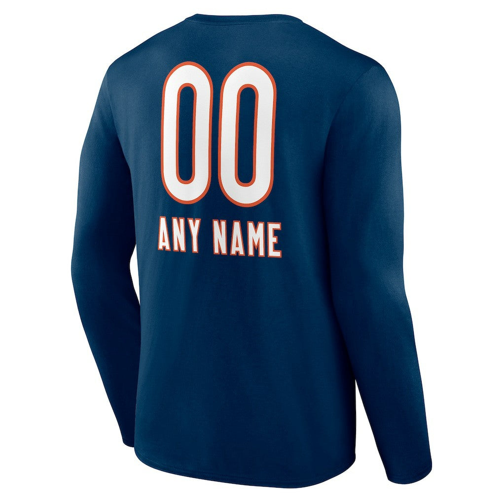 Chicago Bears Personalized Name & Number Team Wordmark Long Sleeve T-Shirt - Navy outlet