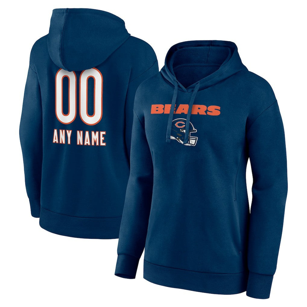 Chicago Bears Women's Personalized Name & Number Team Wordmark Pullover Hoodie - Navy sale