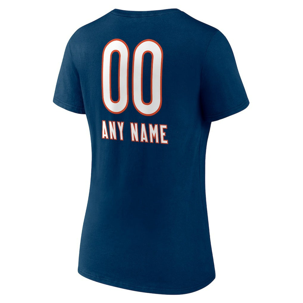 Chicago Bears Women's Personalized Name & Number Team Wordmark V-Neck T-Shirt - Navy online