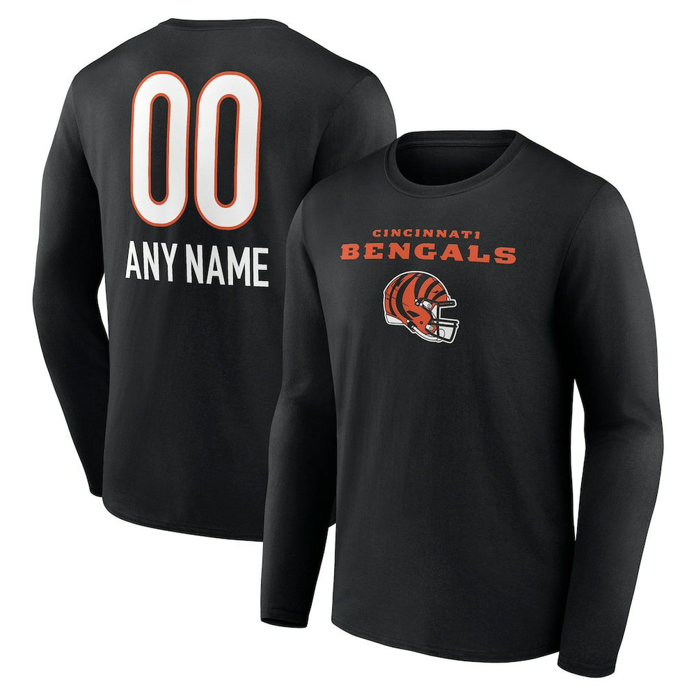 Cincinnati Bengals Personalized Name & Number Team Wordmark Long Sleeve T-Shirt - Black outlet