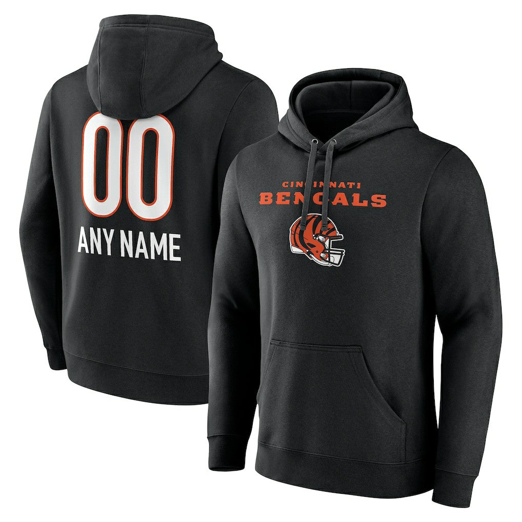 Cincinnati Bengals Personalized Name & Number Team Wordmark Pullover Hoodie - Black outlet