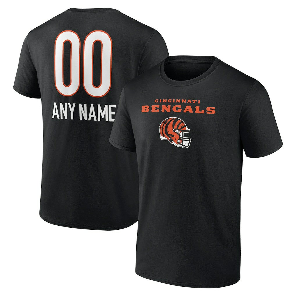 Cincinnati Bengals Personalized Name & Number Team Wordmark T-Shirt - Black cheap
