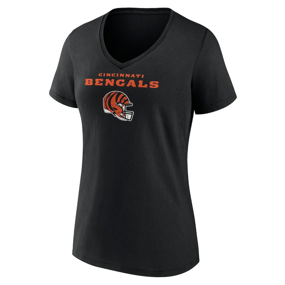 Cincinnati Bengals Women's Personalized Name & Number Team Wordmark V-Neck T-Shirt - Black on sale