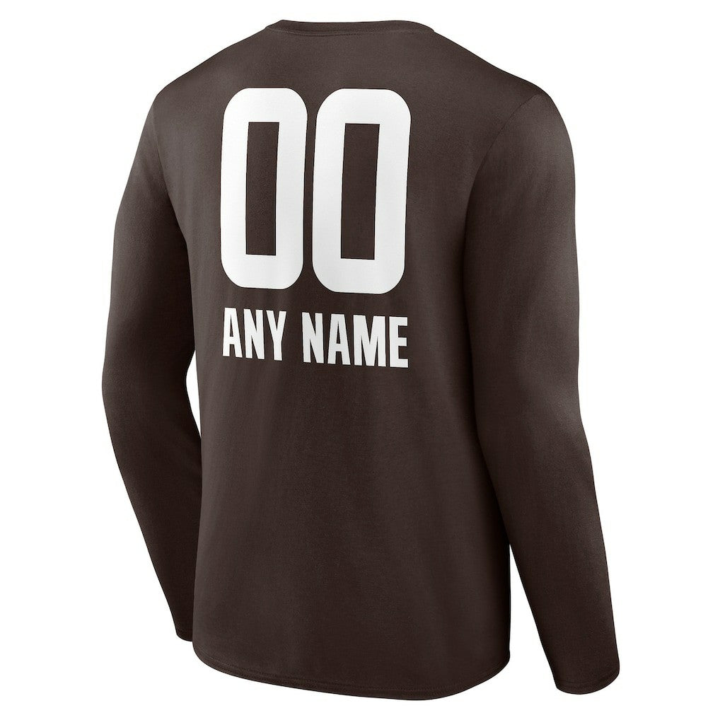 Cleveland Browns Personalized Name & Number Team Wordmark Long Sleeve T-Shirt - Brown online