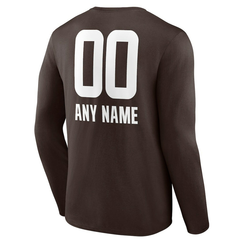 Cleveland Browns Personalized Name & Number Team Wordmark Long Sleeve T-Shirt - Brown online