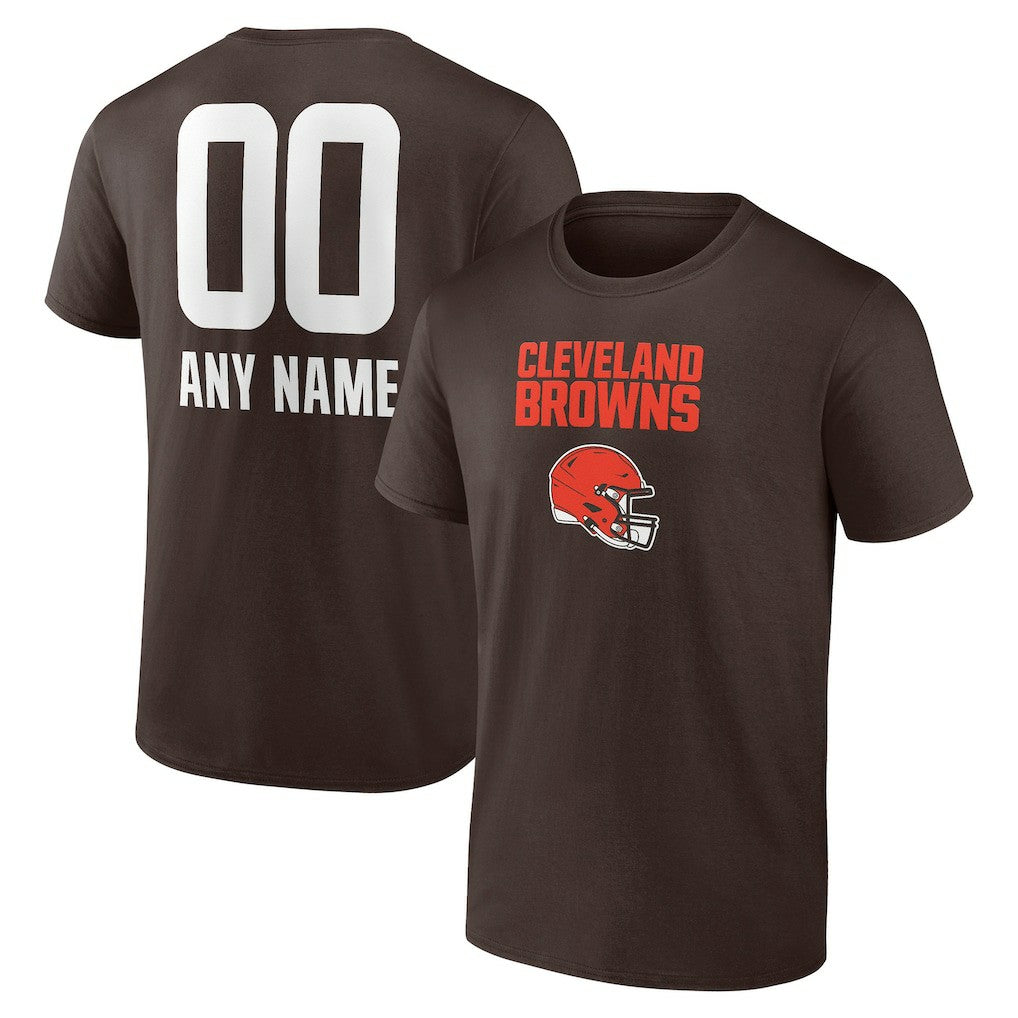 Cleveland Browns Personalized Name & Number Team Wordmark T-Shirt - Brown sale