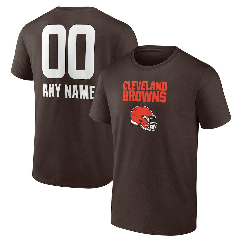 Cleveland Browns Personalized Name & Number Team Wordmark T-Shirt - Brown sale