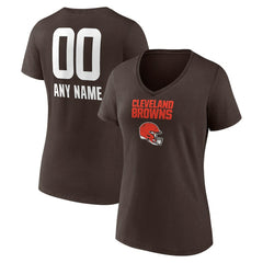 Cleveland Browns Women's Personalized Name & Number Team Wordmark V-Neck T-Shirt - Brown sale