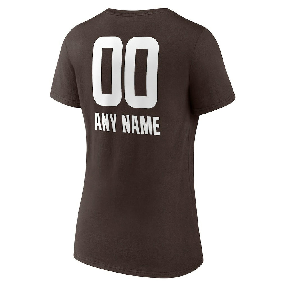 Cleveland Browns Women's Personalized Name & Number Team Wordmark V-Neck T-Shirt - Brown sale