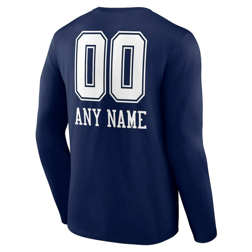Dallas Cowboys Personalized Name & Number Team Wordmark Long Sleeve T-Shirt - Navy online
