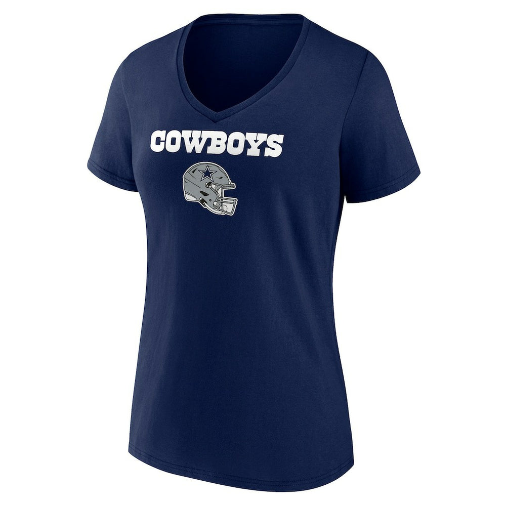 Dallas Cowboys Women's Personalized Name & Number Team Wordmark V-Neck T-Shirt - Navy on sale