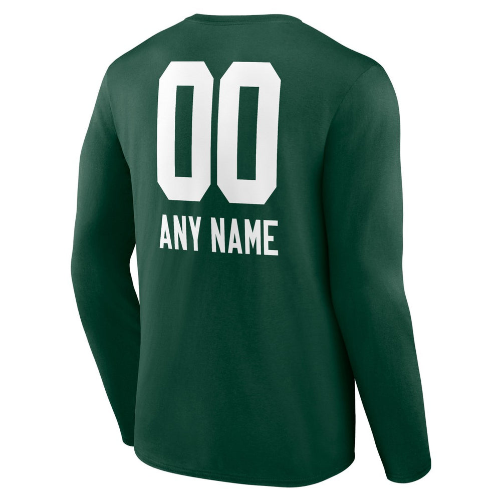 Green Bay Packers Personalized Name & Number Team Wordmark Long Sleeve T-Shirt - Green sale