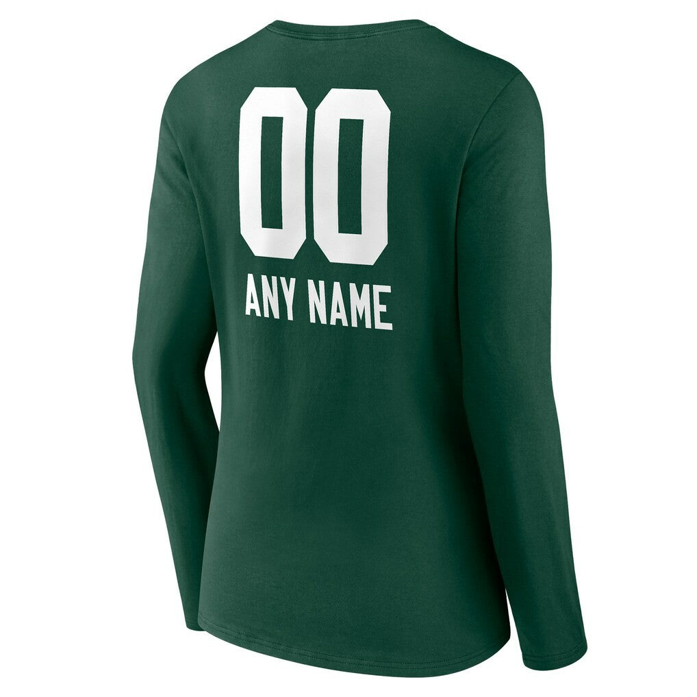 Green Bay Packers Women's Personalized Name & Number Team Wordmark Long Sleeve V-Neck T-Shirt - Green cheap