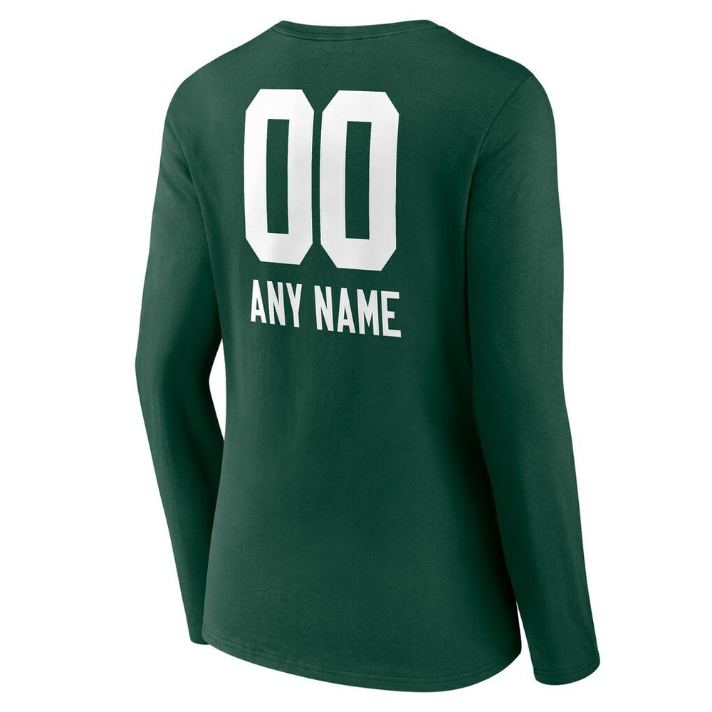Green Bay Packers Women's Personalized Name & Number Team Wordmark Long Sleeve V-Neck T-Shirt - Green cheap