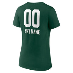 Green Bay Packers Women's Personalized Name & Number Team Wordmark V-Neck T-Shirt - Green for sale
