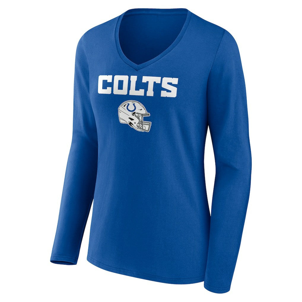 Indianapolis Colts Women's Personalized Name & Number Team Wordmark Long Sleeve V-Neck T-Shirt - Royal discount