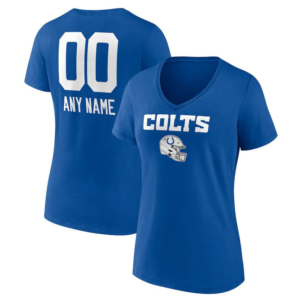 Indianapolis Colts Women's Personalized Name & Number Team Wordmark V-Neck T-Shirt - Royal on sale