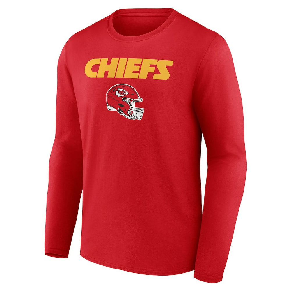 Kansas City Chiefs Personalized Name & Number Team Wordmark Long Sleeve T-Shirt - Red for sale