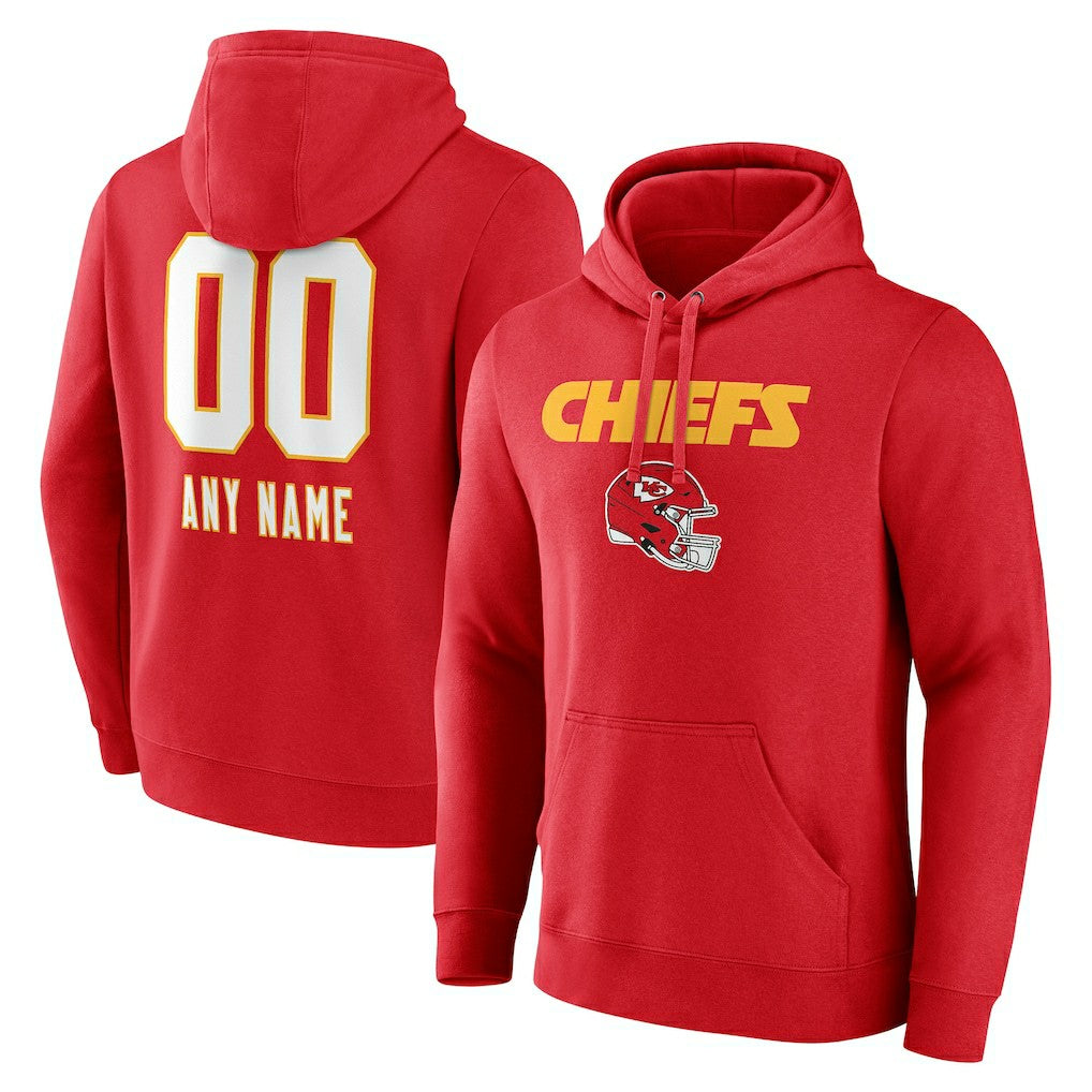 Kansas City Chiefs Personalized Name & Number Team Wordmark Pullover Hoodie - Red on sale